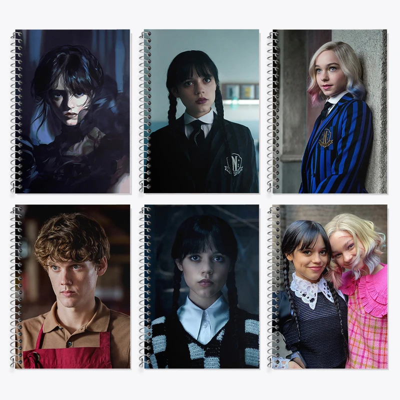 دفتر زبان 50 برگ خندالو مدل دو خط طرح ونزدی (Wednesday) کد 722 مجموعه 6 عددی