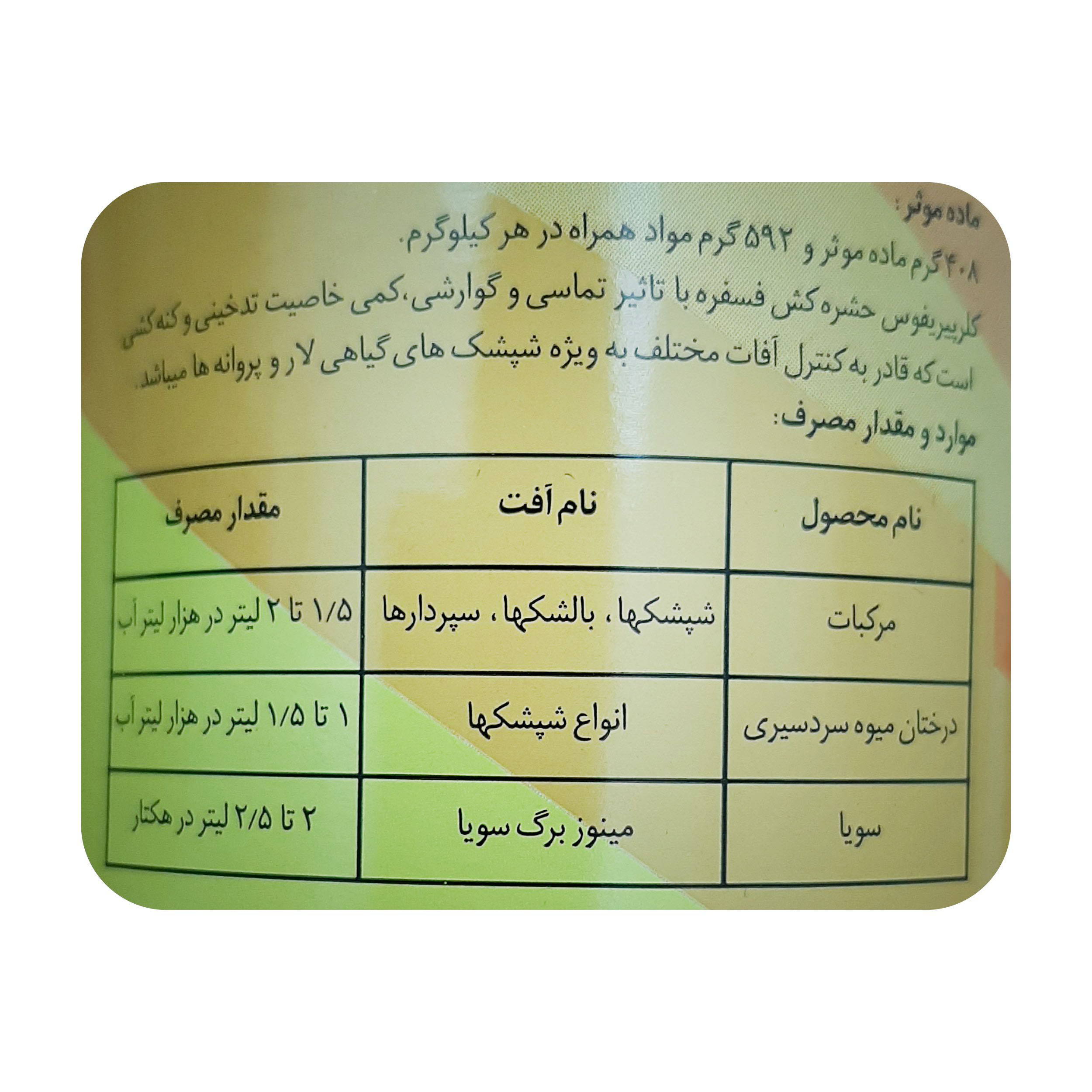 حشره کش کلرپیریفوس مهان مدل دورسمهان حجم 250 میلی لیتر