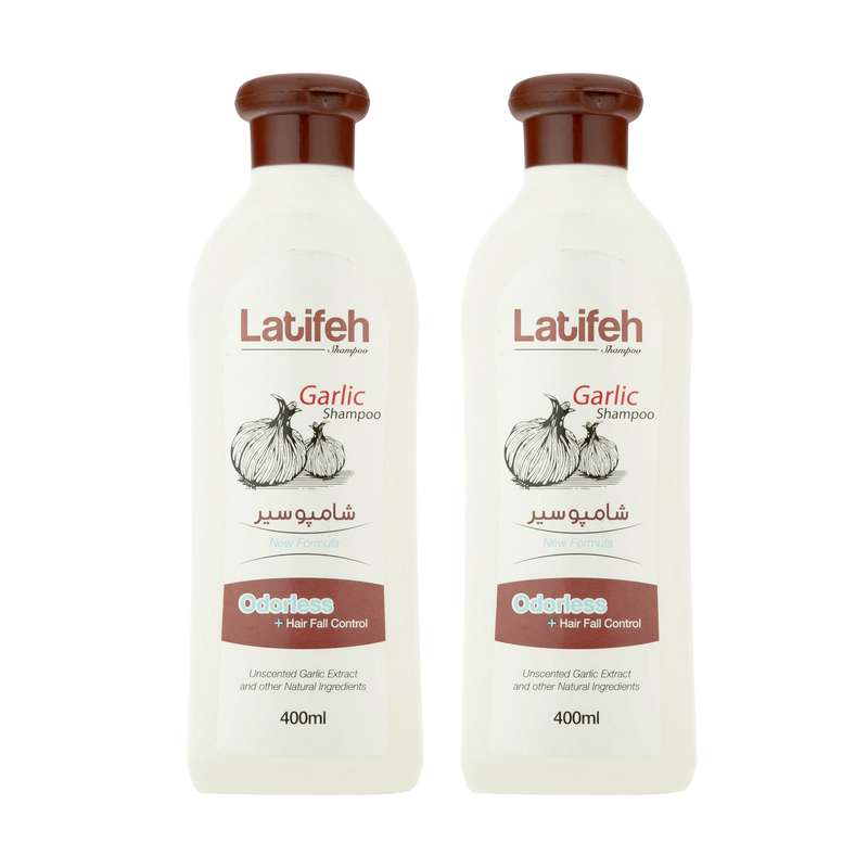 شامپو مو لطیفه مدل Garlic حجم 400 میلی لیتر مجموعه 2 عددی