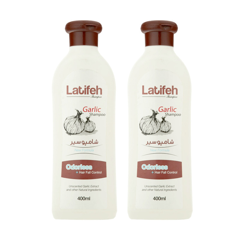 شامپو مو لطیفه مدل Garlic حجم 400 میلی لیتر مجموعه 2 عددی