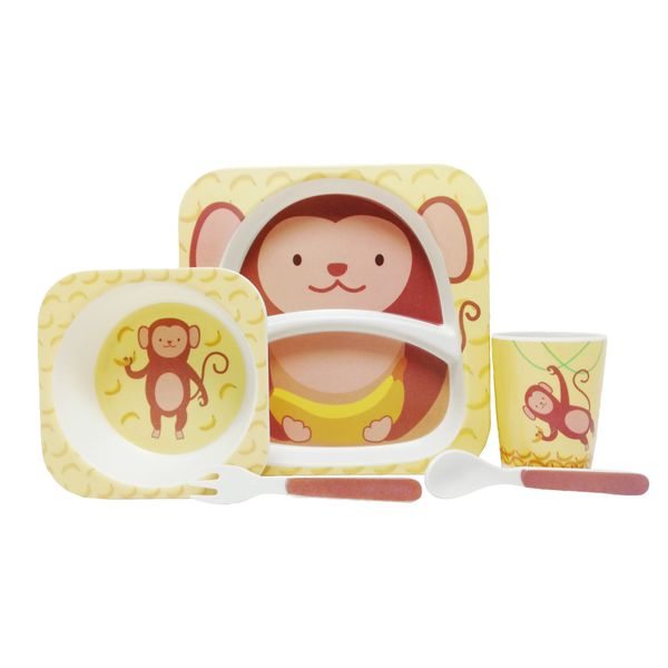 ظرف غذای 5 تکه کودک بامبو کیدز ست طرح میمون کد 3030 ظرف غذای 5 تکه کودک بامبو کیدز ست طرح میمون کد 3030