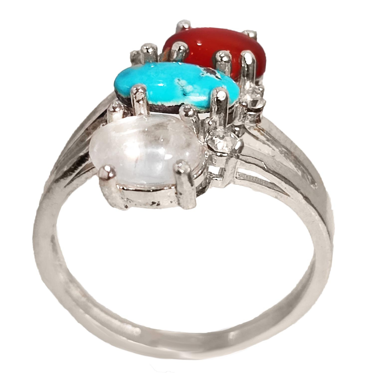 انگشتر نقره زنانه مدل سه نگین YW4216