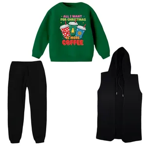 ست 3 تکه لباس راحتی بچگانه مدل کافی کریسمس    