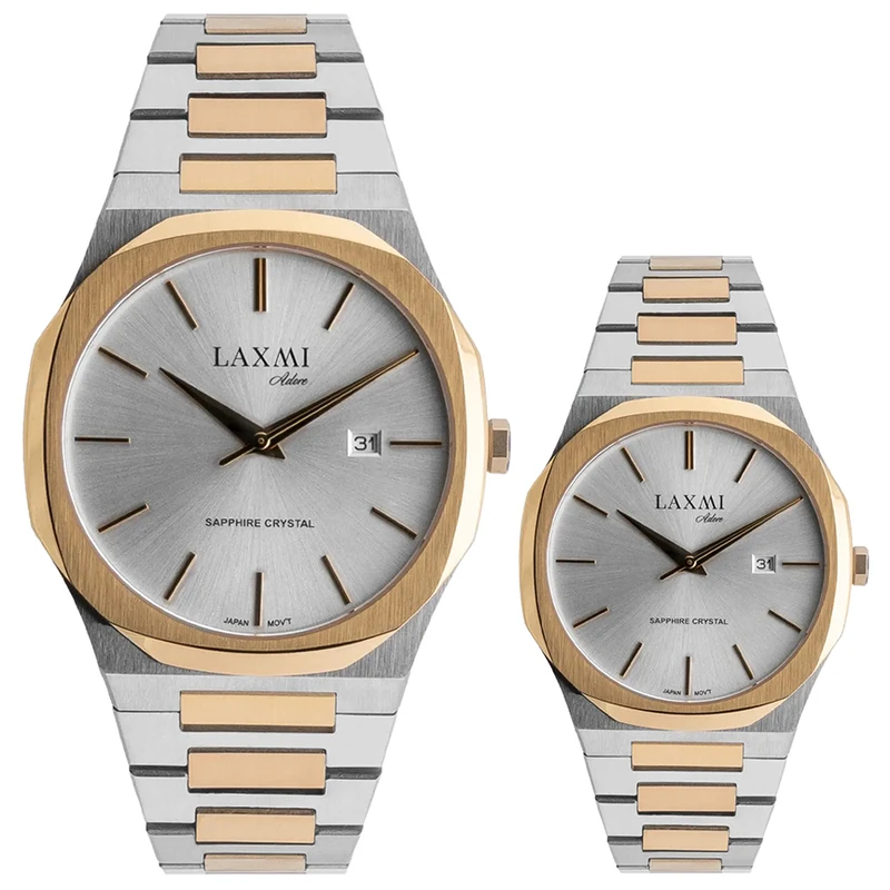 ست ساعت مچی عقربه‌ای کوارتز زنانه و مردانه لاکسمی مدل 1-8558