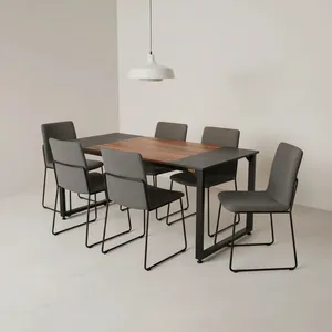 میز ناهارخوری شش نفره دیزم مدل مونتاژی LNC_asm_160×90_Tri_BABRN