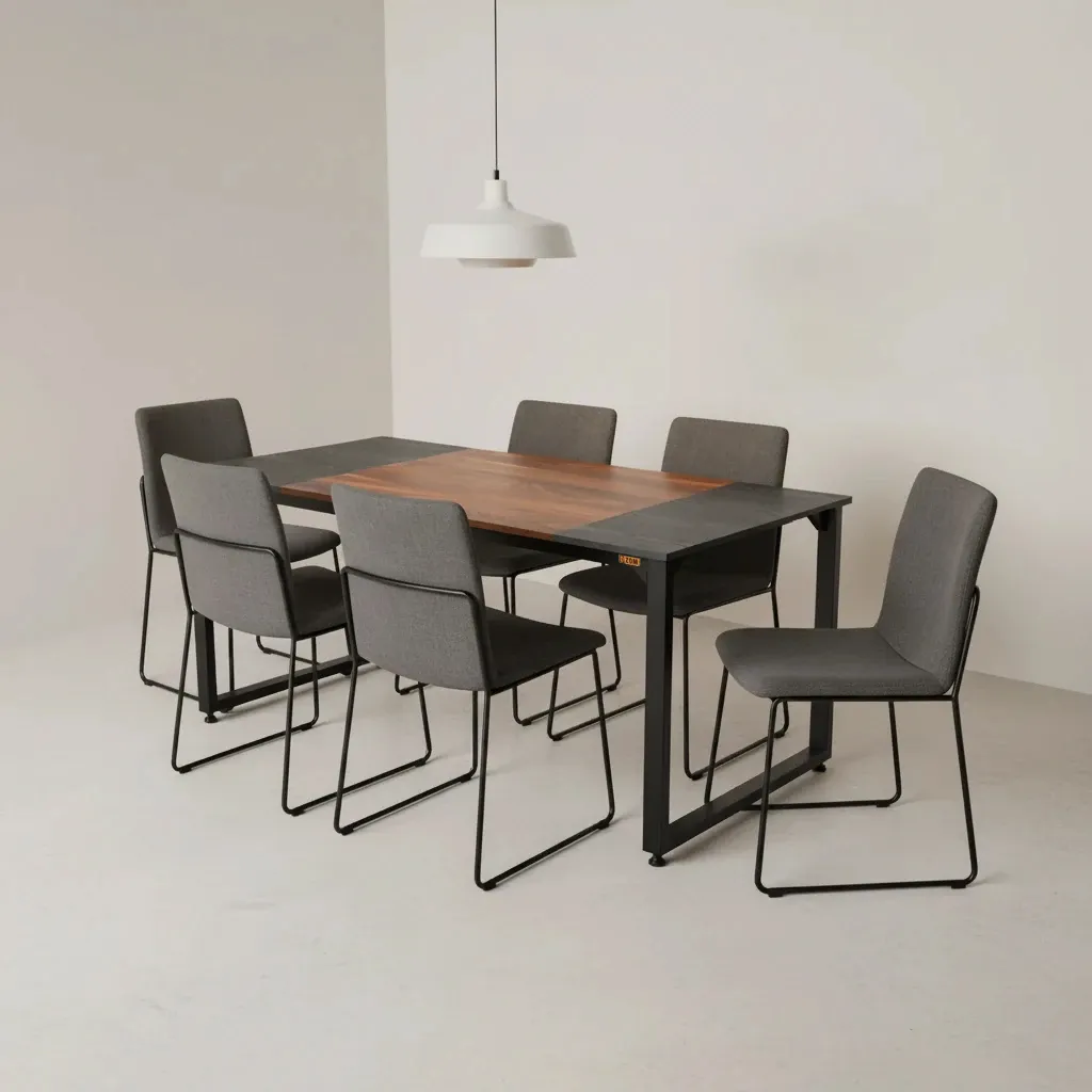 میز ناهارخوری شش نفره دیزم مدل مونتاژی LNC_asm_150×80_Tri