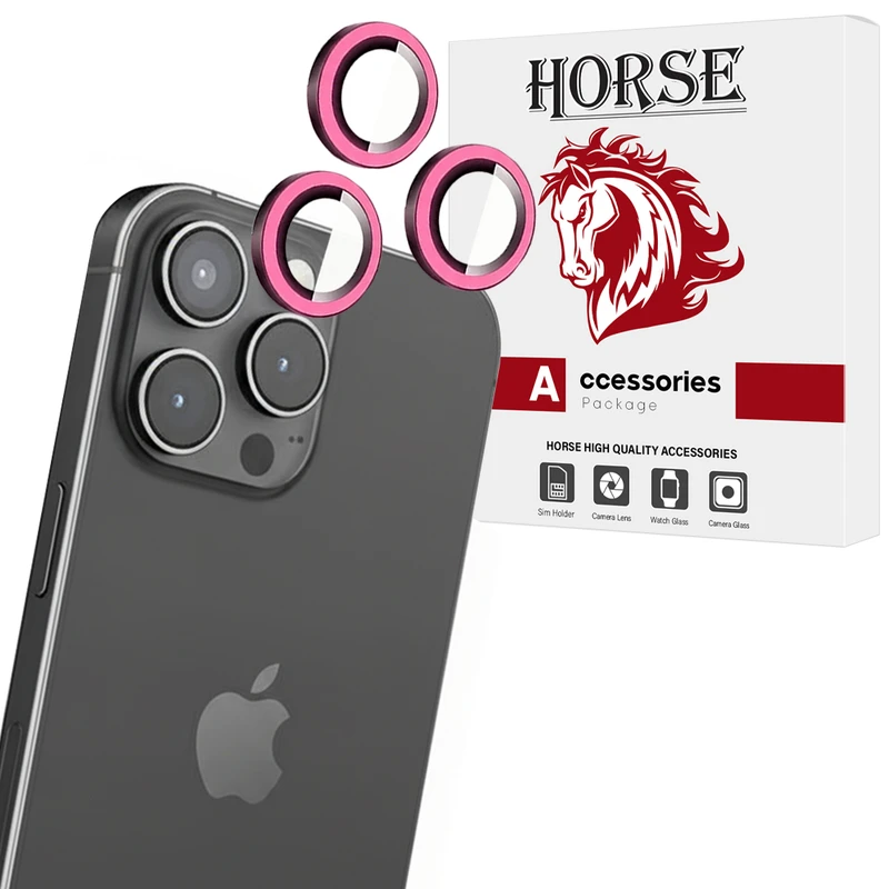 محافظ لنز دوربین شیشه‌ای هورس مدل SHLZH مناسب برای گوشی موبایل اپل iPhone 15 Pro 