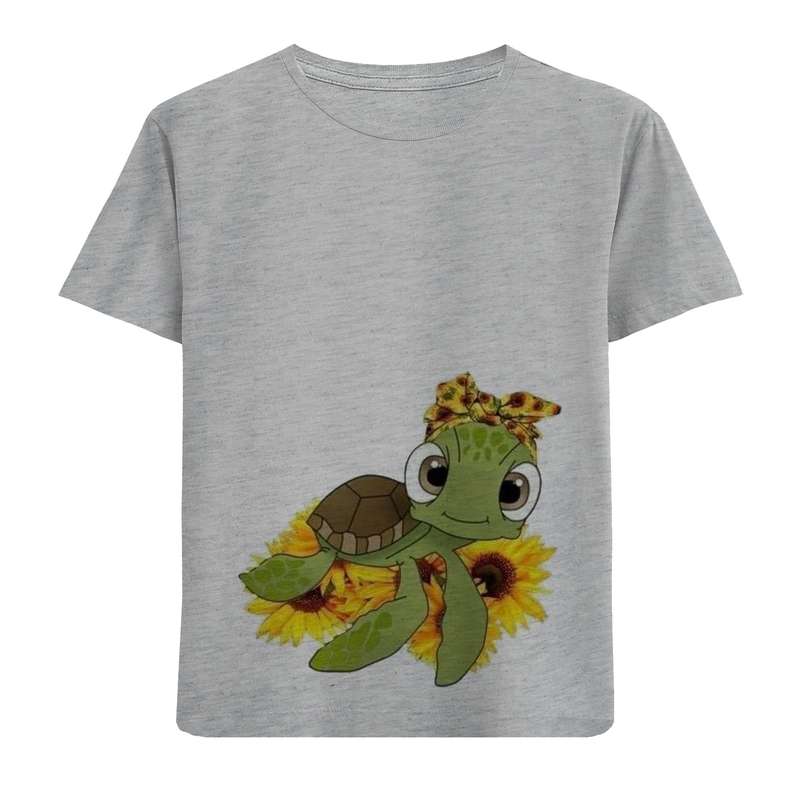 تی شرت آستین کوتاه دخترانه مدل لاک پشت D3