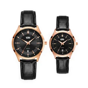 ست ساعت مچی عقربه‌ای کوارتز زنانه و مردانه مدل چرم طبیعی کلاسیک 148