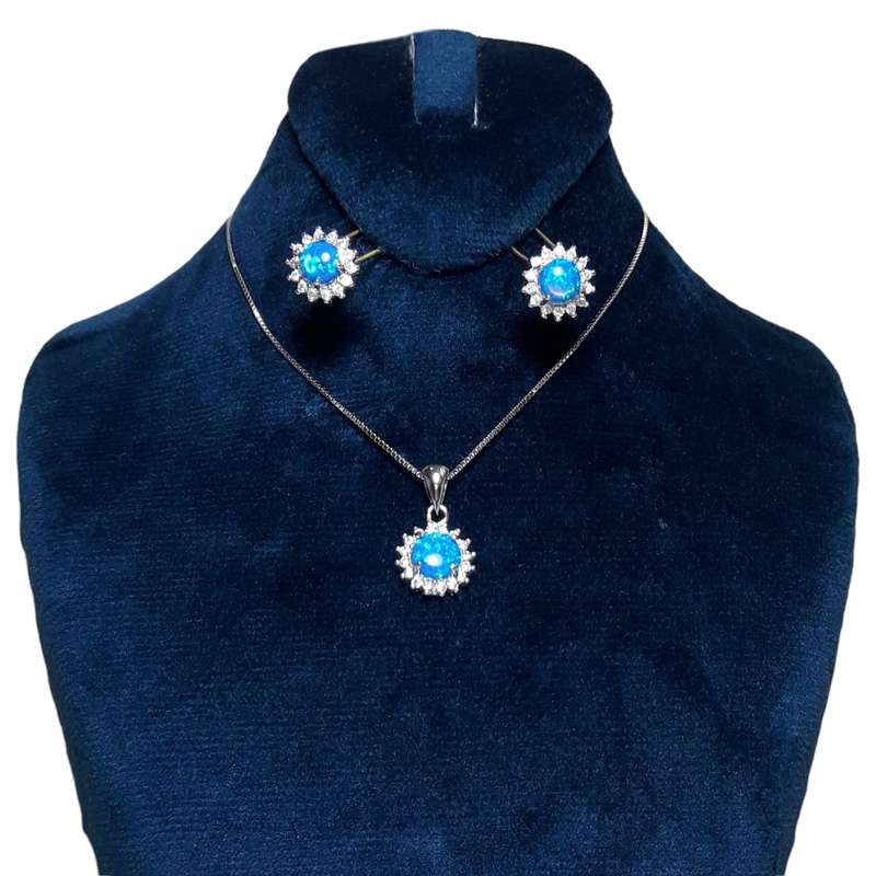 نیم ست نقره زنانه مدل نگین اوپال کد 112