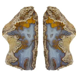 سنگ راف عقیق مدل شجر پاییزی کد 178M مجموعه 2 عددی