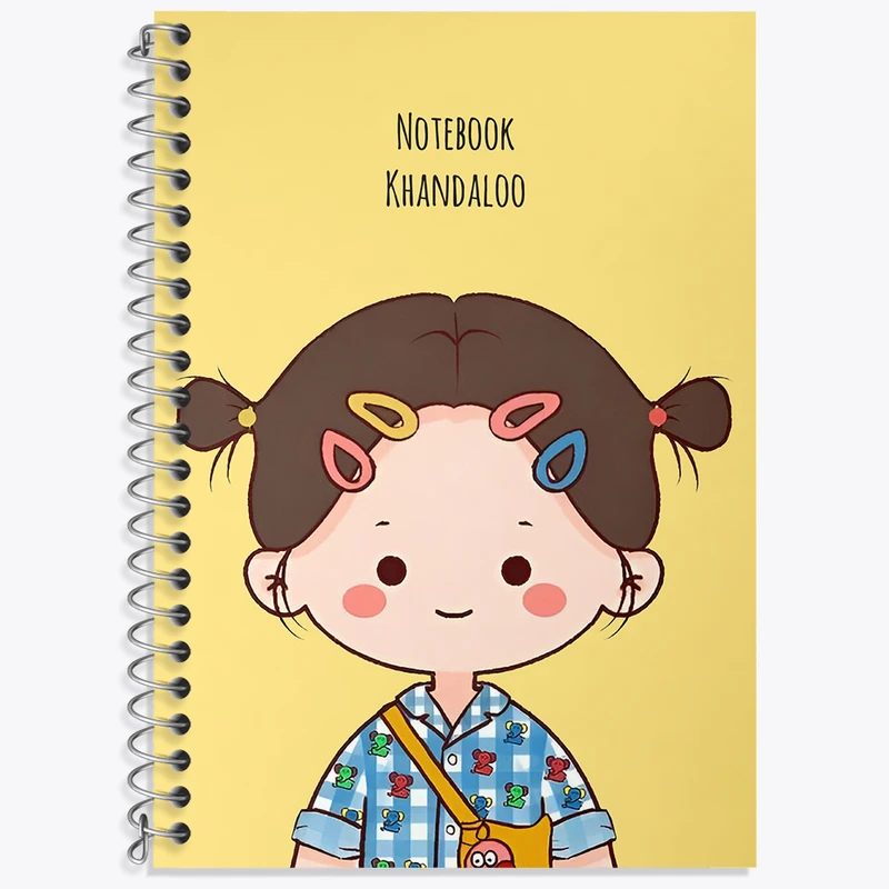 دفتر زبان 50 برگ خندالو مدل دو خط طرح دخترانه کیوت کد N4157