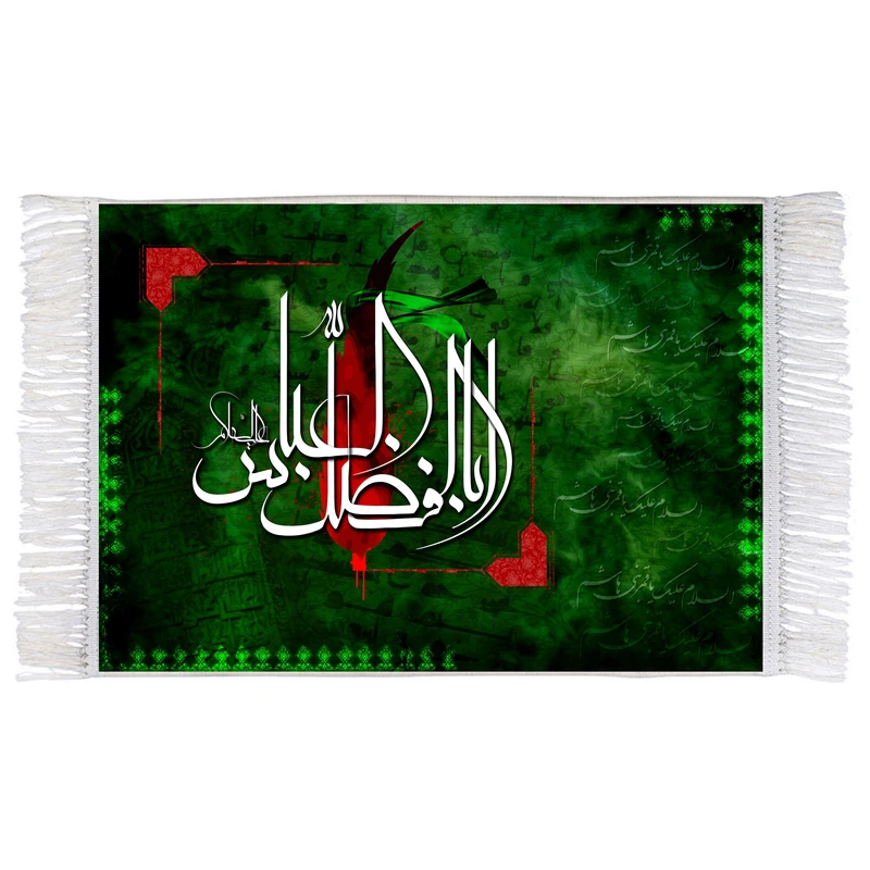 فرش ماشینی دیوارکوب اطلس آبی مدل اباالفضل عباس کد T4665