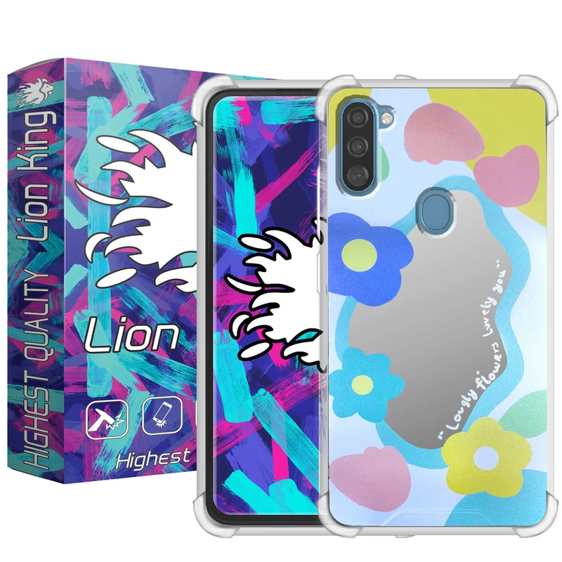   کاور لاین کینگ مدل آینه ایی نشکن طرح گل مناسب برای گوشی موبایل سامسونگ Galaxy A11