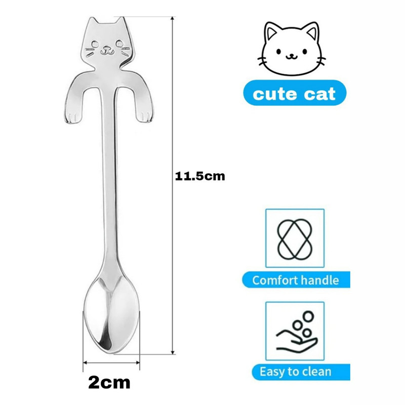 قاشق چایخوری مدل گربه بسته 4 عددی