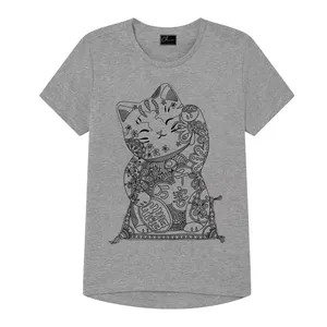 تی شرت دخترانه مدل گربه  کد J22 رنگ طوسی