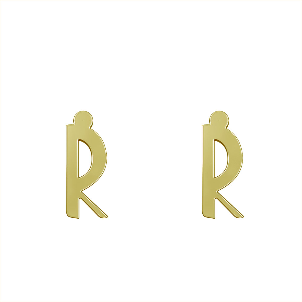 گوشواره طلا 18 عیار زنانه مدوپد مدل حرف R کد GA1-16881