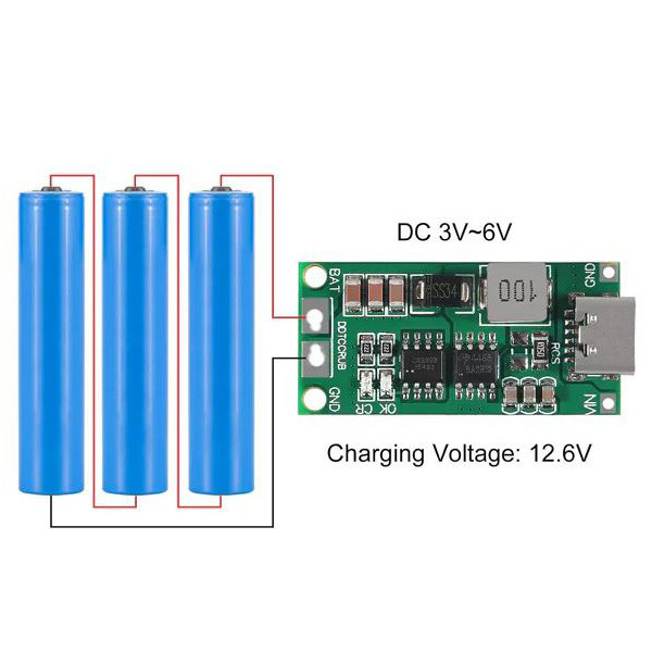 ماژول شارژ باتری لیتیومی 3 سل 2 آمپر مدل USB TYPE-C بسته 2 عددی