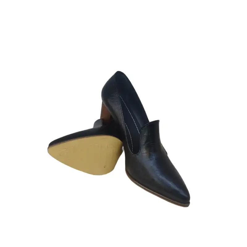 کفش زنانه مدل ZPM 203 CHR چرم طبیعی رنگ مشکی