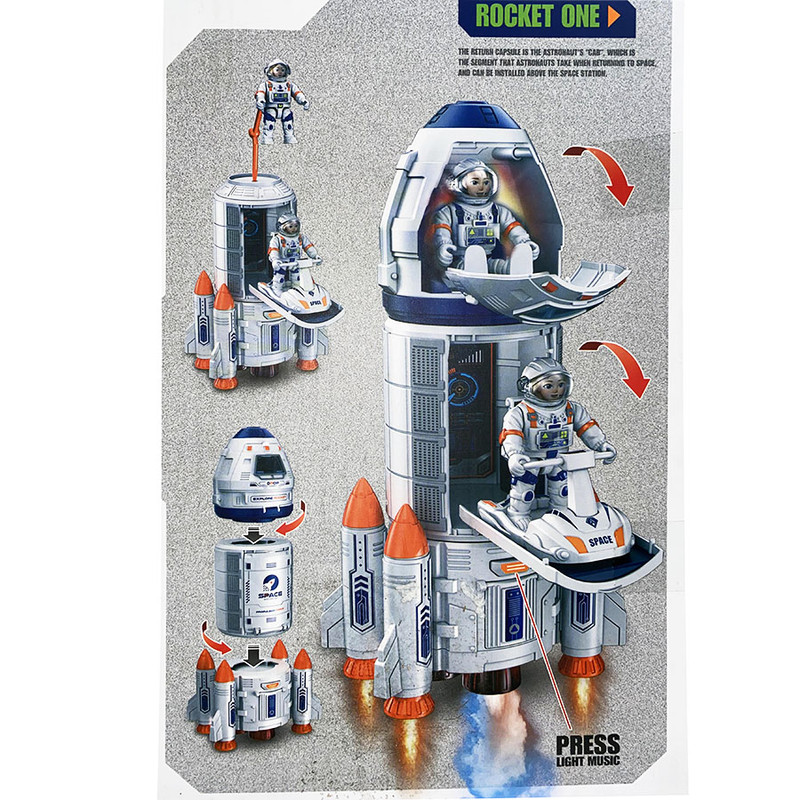 اسباب بازی مدل موشک فضاپیما طرح فضانوردان با اسکوتر کد H201A مجموعه 3 عددی