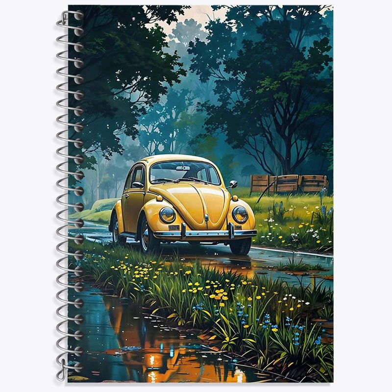 دفتر زبان 50 برگ خندالو مدل دو خط طرح ماشین فولکس کد N2126