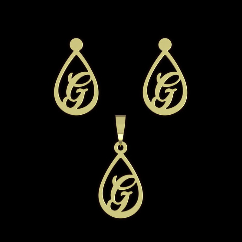 نیم ست طلا 18 عیار زنانه مدوپد مدل حرف G کد NA11185