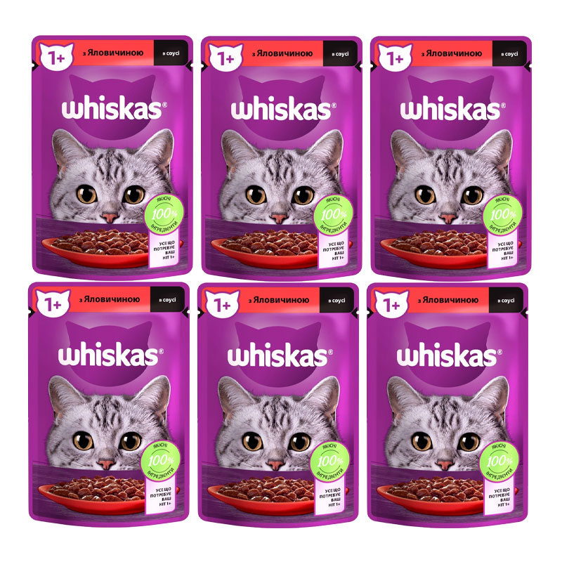 پوچ گربه ویسکاس مدل Beef وزن 85 گرم بسته 6 عددی