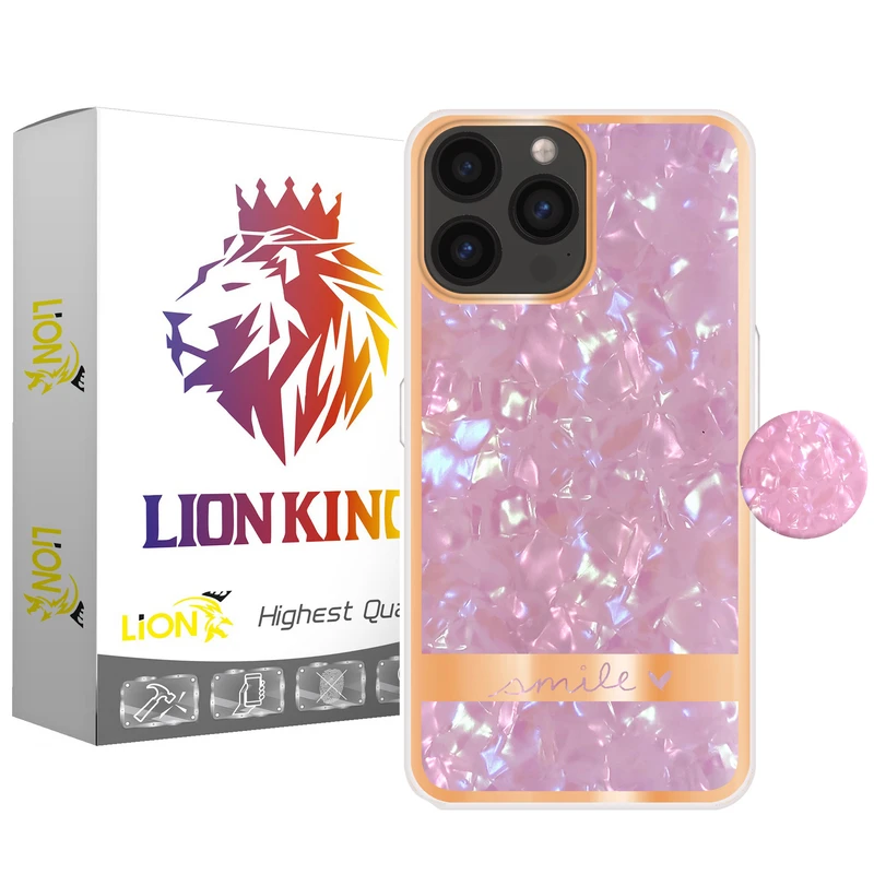 کاور لاین کینگ مدل کریستال یخی مناسب برای گوشی موبایل اپل IPhone 11 pro Max به همراه پایه نگهدارنده