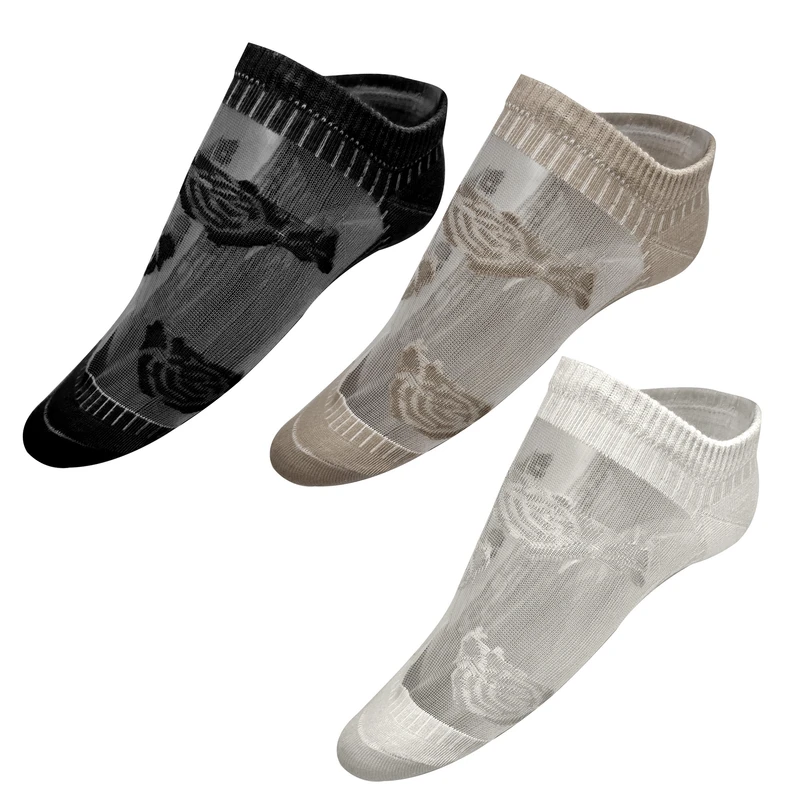 جوراب بدون ساق زنانه تن پوش هنگامه مدل مچی گل دار نازک بسته 3 عددی