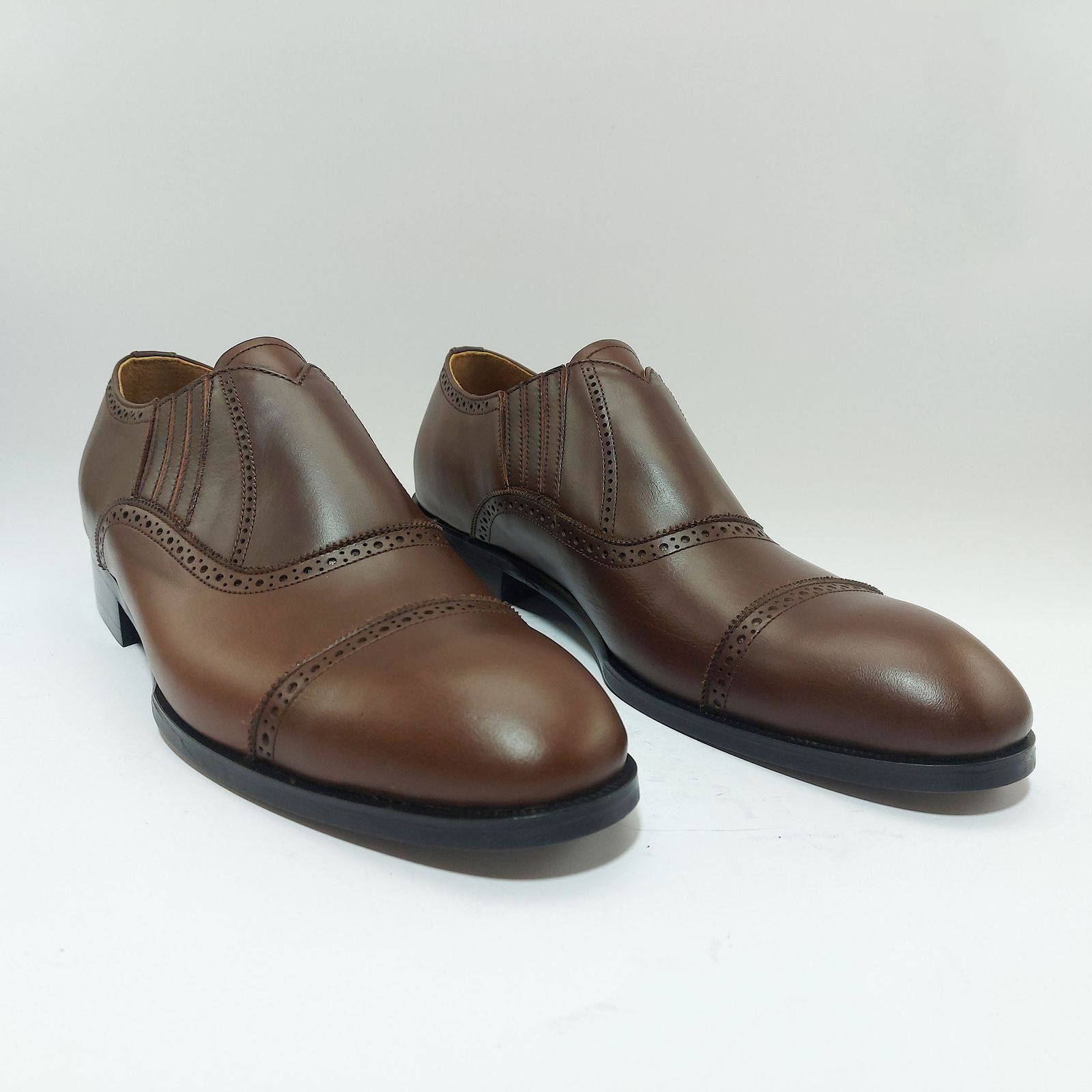 کفش مردانه کرمانی مدل چرم دستدوز طبیعی کد 1070 رنگ قهوه ای -  - 7