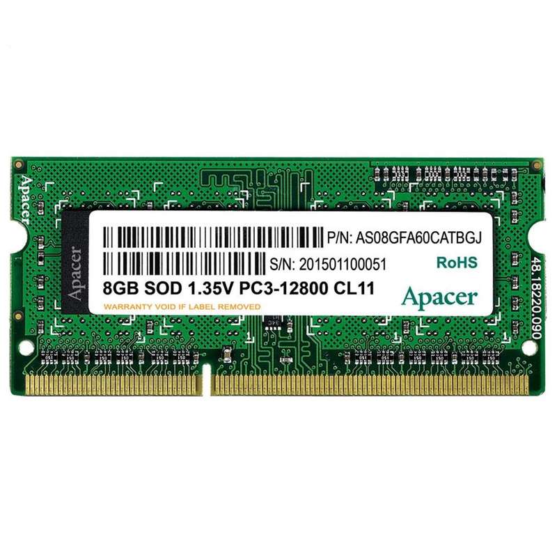 رم لپ تاپ DDR3L تک کاناله 1600 مگاهرتز CL11 اپیسر مدل 12800 ظرفیت 8 گیگابایت