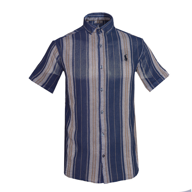 پیراهن آستین کوتاه مردانه مدل کنفی MB-HOS52210-PR.HEMP-AB.T رنگ آبی
