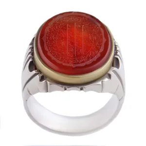 انگشتر نقره مردانه بازرگانی میلادی مدل عقیق یمنی خطاطی آیت الکرسی رکاب دست ساز کد AM_2634