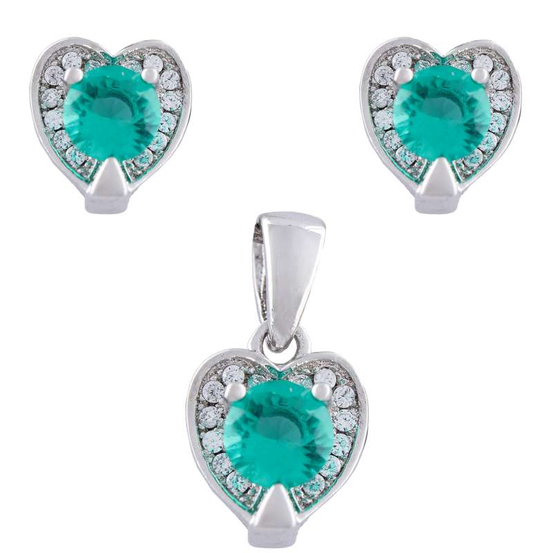 نیم ست نقره زنانه مدل قلب نگینی کد SHS-31 نیم ست نقره زنانه مدل قلب نگینی کد SHS-31