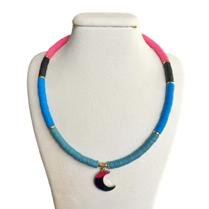 گردنبند دست ساز زنانه مدل فیمو و آویز ماه