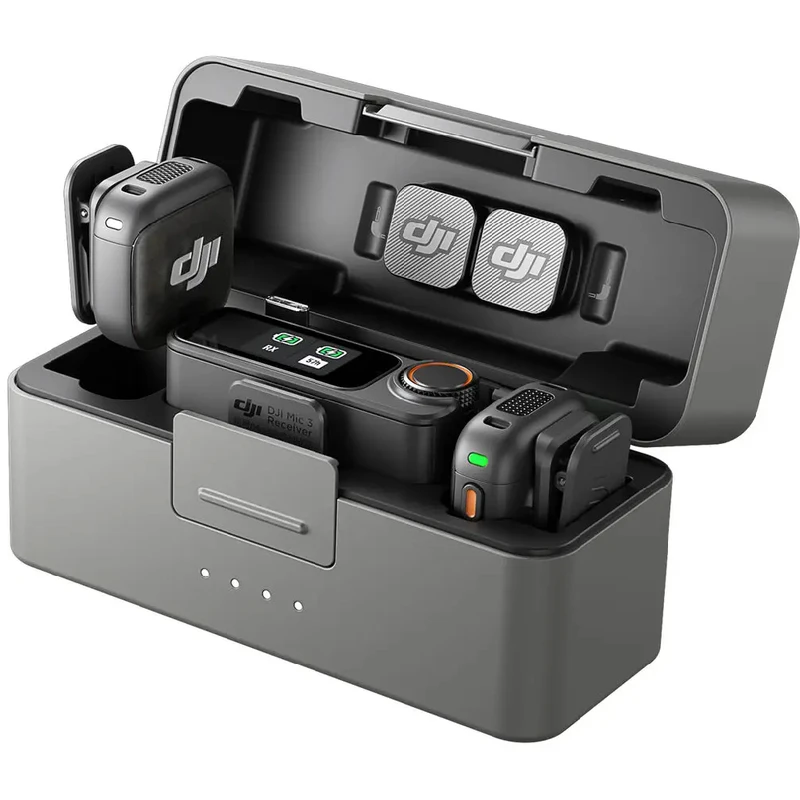 ست میکروفن بی سیم دی جی آی مدل Mic 3 دوکاربره با درگاه اتصال Type-c