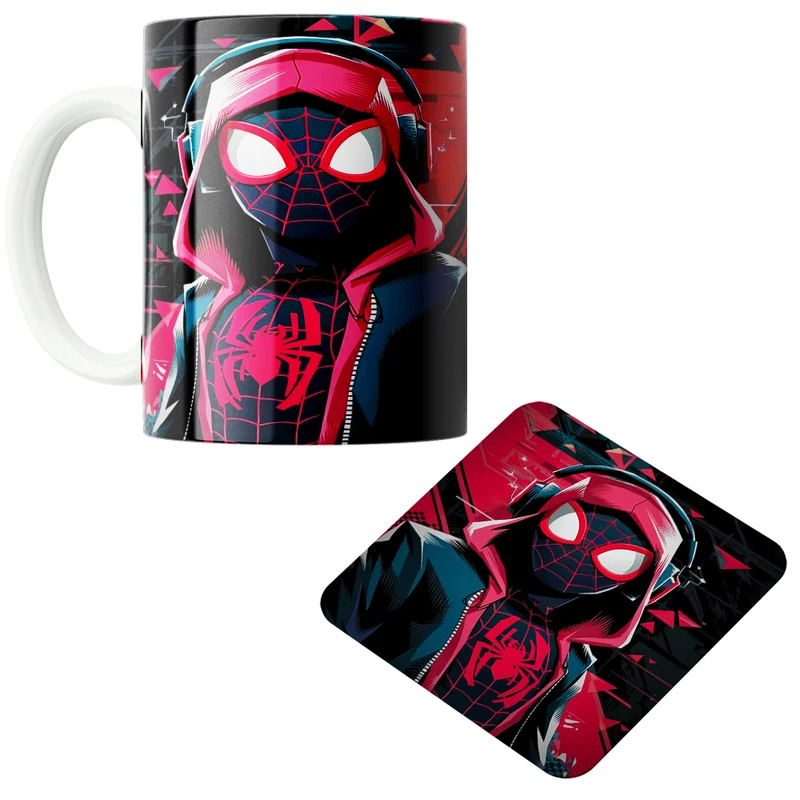 ماگ پاد آفرین مدل مرد عنکبوتی کد z115 به همراه زیر لیوانی