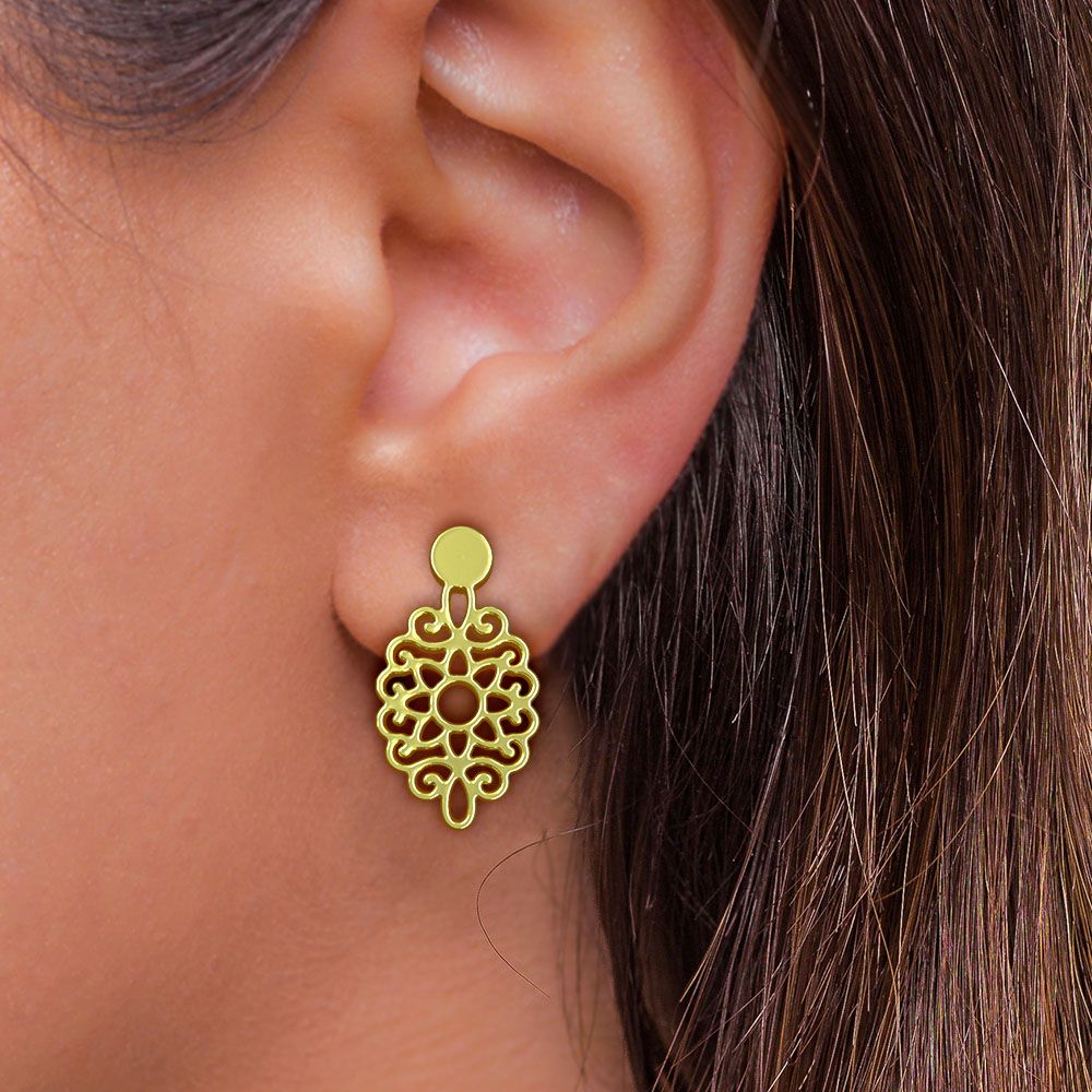 گوشواره طلا 18 عیار زنانه مدوپد مدل اسلیمی کد GA1-10740 -  - 3