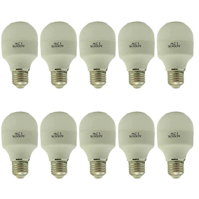 لامپ 12 وات هرمس مدل حبابی پایه E27 بسته 10 عددی