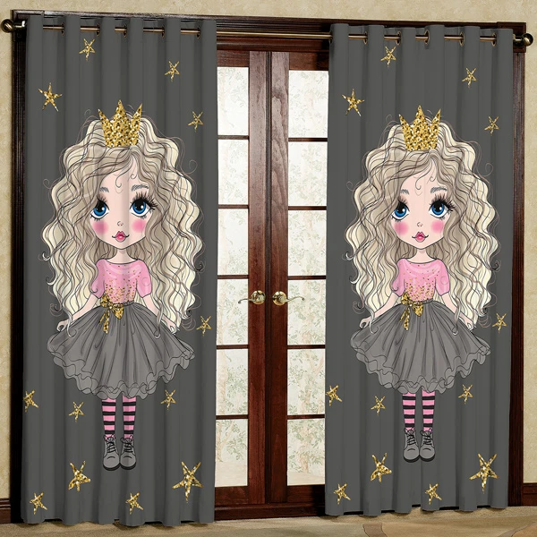 پرده کودک چاپی هازان مدل دختر پانچی کد 13 سایز 140x200 سانتی متر