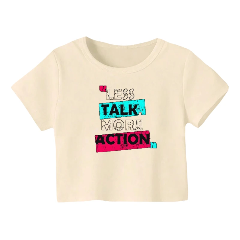 کراپ‌ تی‌شرت آستین کوتاه زنانه مدل نوشته کد 1