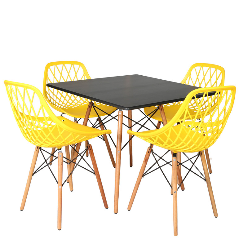 میز و صندلی ناهارخوری چهار نفره مدل الماس فایبرگلاس پایه ایفلی MM