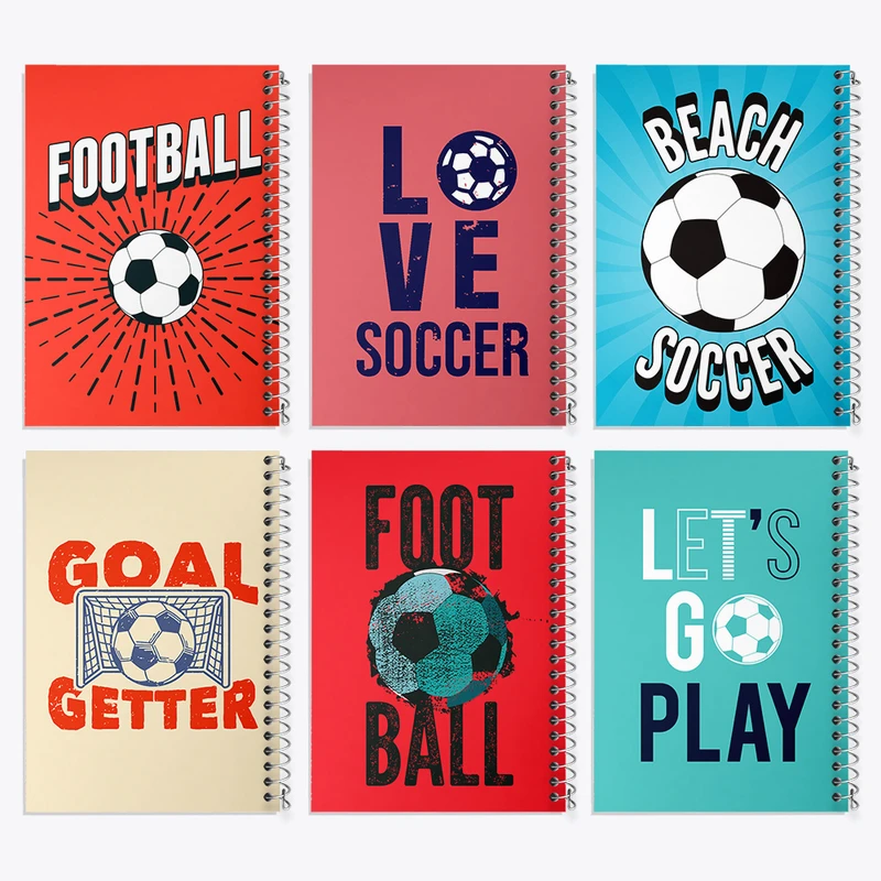 دفتر مشق 100 برگ خندالو طرح فوتبال (Football) کد 377 مجموعه 6 عددی