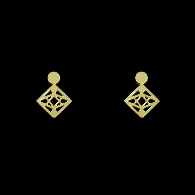 گوشواره طلا 18 عیار زنانه مدوپد مدل هندسی کد GA1-14929