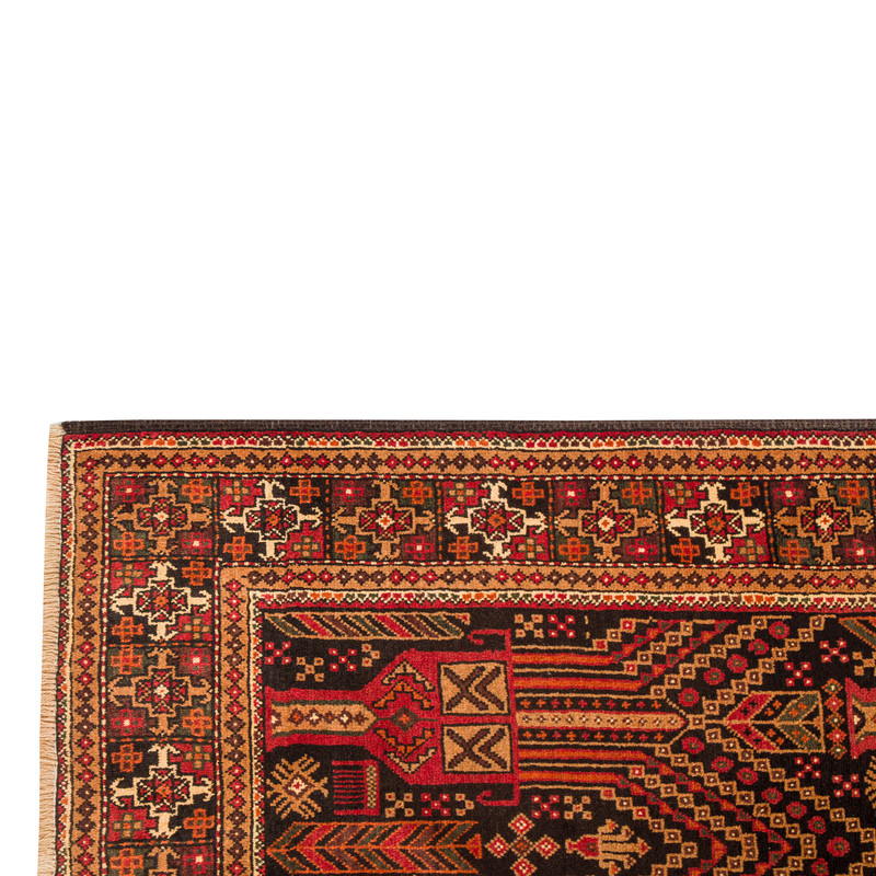 فرش دستبافت کناره طول سه متر مدل نقشه بلوچ  کد 33.1854