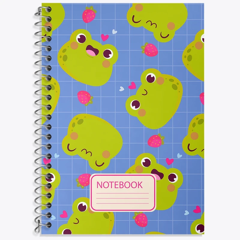 دفتر زبان 50 برگ خندالو مدل دو خط طرح قورباغه کد N207