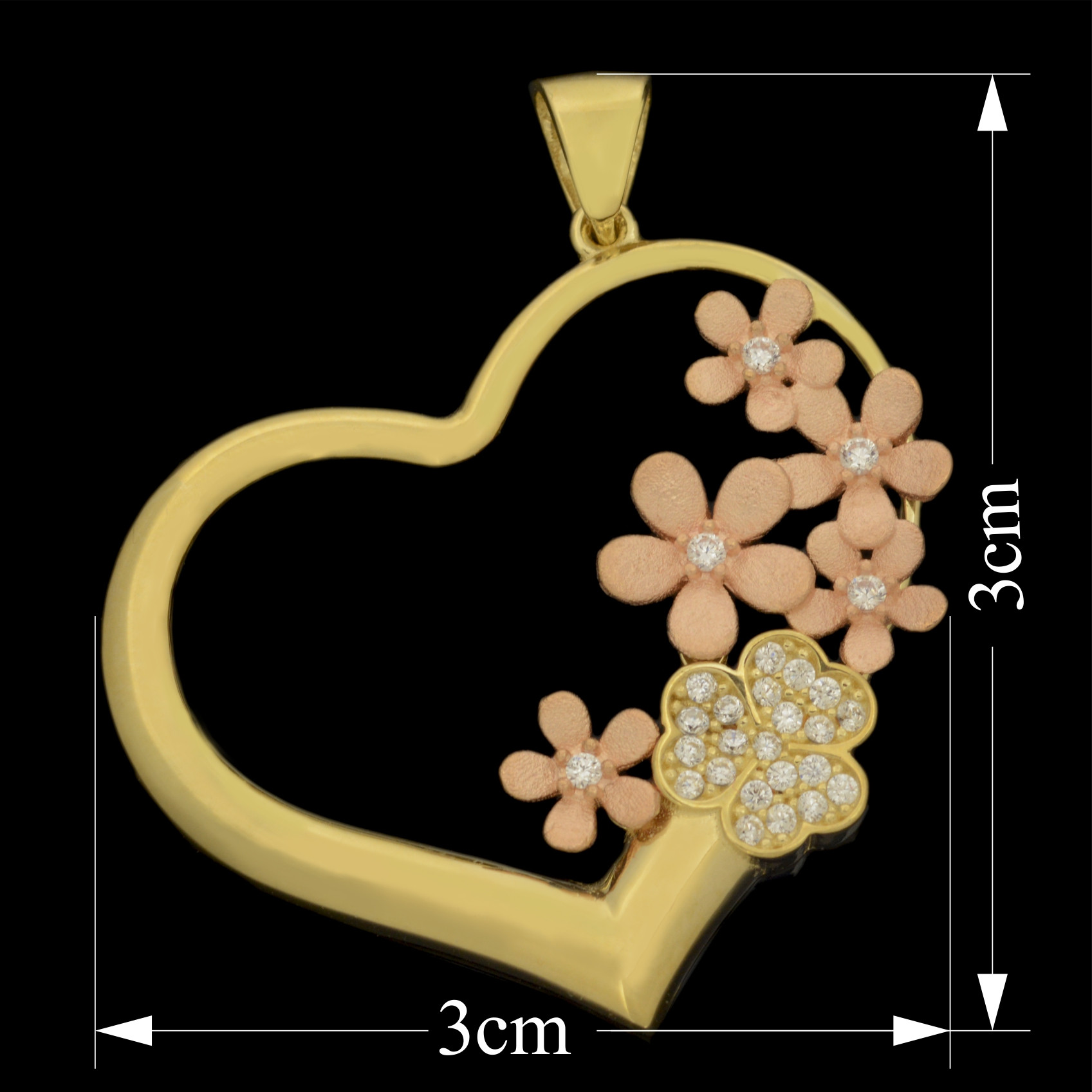 آویز گردنبند طلا 18 عیار زنانه طلای مستجابی مدل قلب گل و پروانه کد 6719