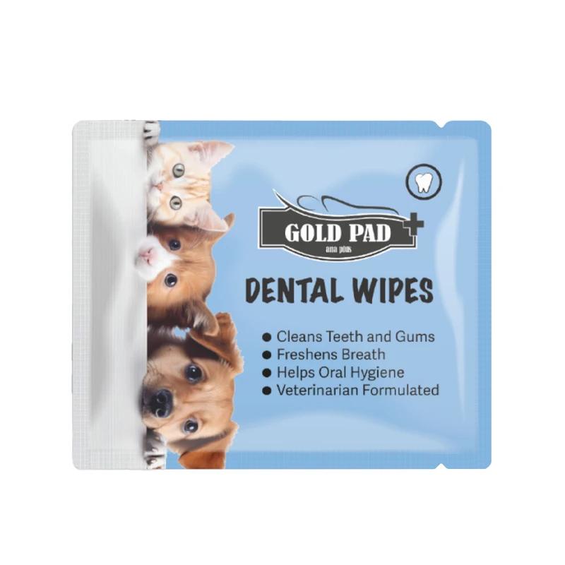 پد مرطوب حیوانات خانگی گلدپد مدل ساشه ای دندان بسته ۱۰۰ عددی