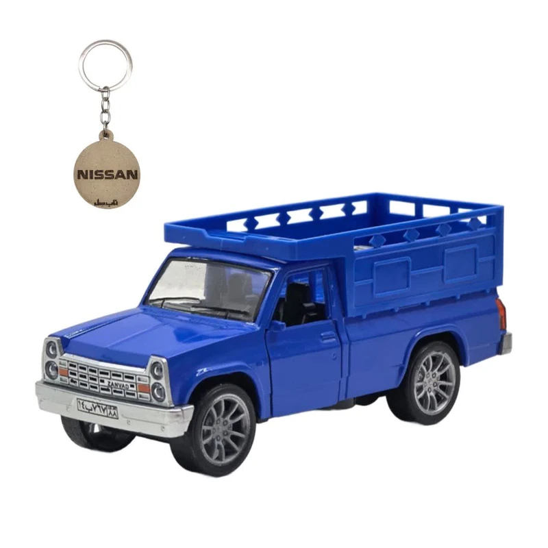 ماشین بازی ناب سل مدل نیسان دودزا فلزی چراغدار موزیکال  NISSAN به همراه جاسوییچی 