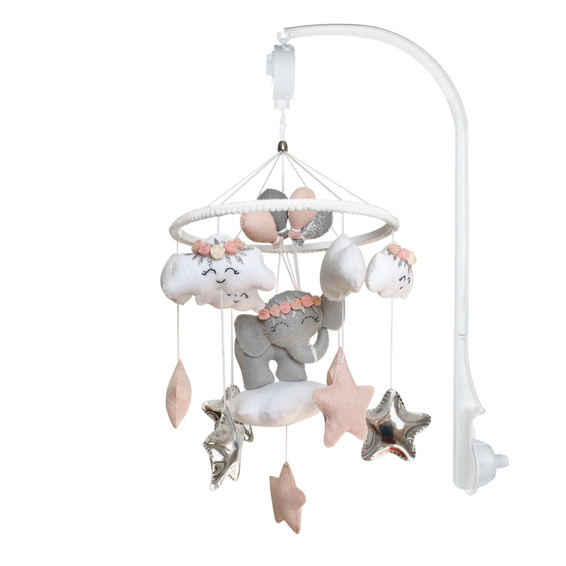 آویز تخت کودک مدل موزیکال فیل دخترانه 8011